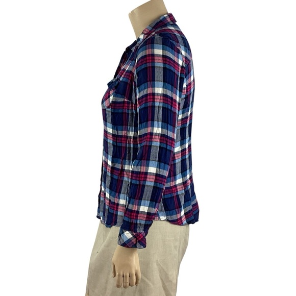 Torrid Plaid Button Down Shirt Blue Multicolor Size 1X - Picture 4 of 7